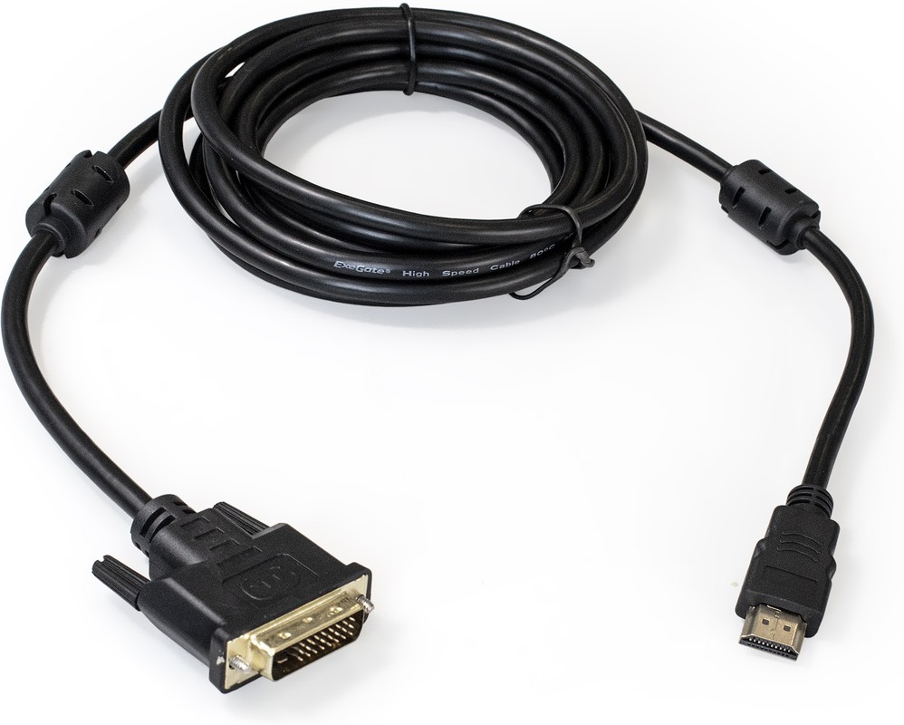 EX284894RUS, Кабель HDMI-DVI ExeGate EX-CC-HDMIM-DVIM-3.0 (19M/19M, single  link, 3м, позолоченные контакты) | купить в розницу и оптом