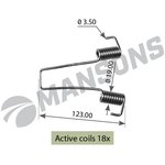 SPR0025, Пружина BPW полуприцепа колодок стяжная (117х19.3.6) MANSONS