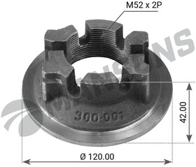 300.001, Гайка BPW ступицы корончатая (М52х2хD120) MANSONS