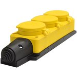 Колодка удлинителя 3-м 1ф с заглушками компакт каучук желт. Universal 3083