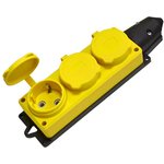 Колодка удлинителя 3-м 1ф с заглушками компакт каучук желт. Universal 3083