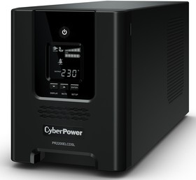 Фото 1/9 CyberPower PR2200ELCDSL, ИБП CyberPower PR2200ELCDSL, Line-Interactive, 2200VA/1980W, 8 IEC-320 С13, 1 IEC C19 розеток, USB&Serial, SNMPslot
