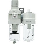 AC40A-F04CG-B, G 1/2 FRL, Automatic Drain, 5μm Filtration Size - With Pressure Gauge