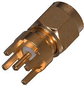 Фото 1/2 142-0801-201, SMA Series, Plug PCB Mount SMA Connector, 50Ω, Solder Termination, Straight Body