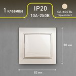 Выключатель Intro Plano 1-101-02 одноклавишный, 10А-250В, IP20, СУ, слоновая кость