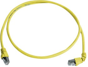 Фото 1/2 L00000A0200, Cat6a Right Angle Male RJ45 to Male RJ45 Ethernet Cable, S/FTP, Yellow LSZH Sheath, 1m