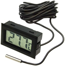 HT-1 black 1m, ЖК термометр/гигрометр малогабаритный HT-1, LCD 16x35 мм, -50…+110 °С, чёрный, длина кабеля 1 м
