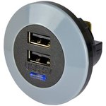 PVPRO-DFF, USB гнездо зарядного устройства, 5В DC, PVPro Series, 3 А, 2 Порта, USB Типа A