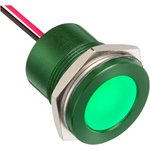 Q22F5AGXXSG12AE, Светодиодный индикатор в панель, Зеленый, 12 В, 22 мм, 40 мА ...