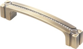 Ручка-скоба с кристаллами 96 мм, Д110 Ш17 В26, античная бронза CRL18-96 BA