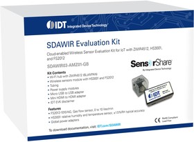 SDAWIR03-AMZ01-GB, Demonstration Kit, SensorShare™ SDAWIR03, HS3001, FS2012, ZWIR4512, UK Adapter