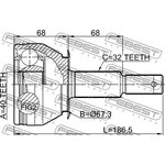 0210-TA60R, Шрус наружный задний 40x65.5x32