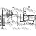 0211-p10, ШРУС ВНУТРЕННИЙ ЛЕВЫЙ 25x40x25 (NISSAN PRIMERA P10 1990-1996) FEBEST