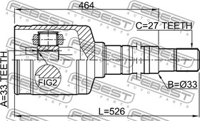 Фото 1/8 ШРУС NISSAN X-TRAIL JPNMAKE T31 2007.03-2014.04 [EL] внутренний правый 33x35x27 \ 0211-T31RH FEBEST