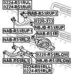 0224-R51RUL, 0224-R51RUL_рычаг задний верхний левый!\ Nissan Pathfinder 05