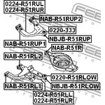 0224-R51RUR, 0224-R51RUR_рычаг задний верхний правый!\ Nissan Pathfinder 05