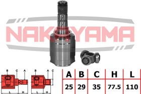 NJ7177NY, ШРУС внутр. к-кт SUBARU LEGACY B13 03-09 (25x29x187.5x35)