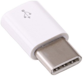 Фото 1/2 USB-Micro B to USB-C Adapter White, Micro USB to USB C Adapter in White