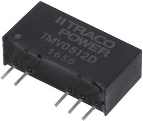 Фото 1/3 TMV 0512D, Isolated DC/DC Converters - Through Hole 1W 4.5-5.5Vin 12V 42mA, -12V 42mA SIP Unregulated