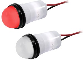PML50SRFVW, .688" DIA (17.5MM) RED LED PANEL MOUNT INDICATOR WITH SEMI DOME FLEX VOLTAGE WIRE LEADS 02AH9198