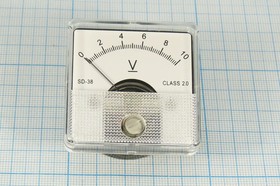 Фото 1/2 Головка измерительная Вольтметр, размер 45x45 мм, 10В, марка SD38, точность 2.0