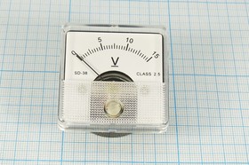 Фото 1/2 Головка измерительная Вольтметр, размер 45x45 мм, 15В, марка SD38, точность 2.0
