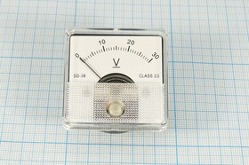 Фото 1/2 Головка измерительная Вольтметр, размер 45x45 мм, 30В, марка SD38, точность 2.0