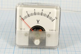 Фото 1/2 Головка измерительная Вольтметр, размер 51x51 мм, 10В, марка SD45, точность 2.0