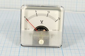 Фото 1/2 Головка измерительная Вольтметр, размер 51x51 мм, 15В, марка SD45, точность 2.0