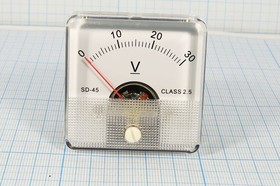 Фото 1/2 Головка измерительная Вольтметр, размер 51x51 мм, 30В, марка SD45, точность 2.5