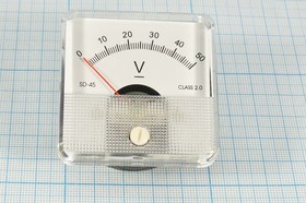 Фото 1/2 Головка измерительная Вольтметр, размер 51x51 мм, 50В, марка SD45, точность 2.0
