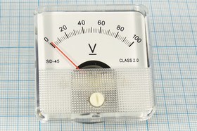 Фото 1/2 Головка измерительная Вольтметр, размер 51x51 мм, 100В, марка SD45, точность 2.0