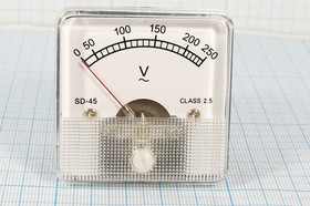 Фото 1/2 Головка измерительная Вольтметр, размер 51x51 мм, 250В~, марка SD45, точность 2.5