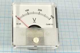 Фото 1/2 Головка измерительная Вольтметр, размер 51x51 мм, 300В, марка SD45, точность 2.0
