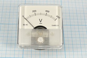 Фото 1/2 Головка измерительная Вольтметр, размер 51x51, 600В, марка SD45, точность 2.0