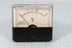 Фото 1/3 Головка измерительная Вольтметр, размер 59x53 мм, 3В, марка MU45, точность 2.5