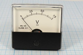 Фото 1/3 Головка измерительная Вольтметр, размер 59x53 мм, 7.5В, марка MU45, точность 2.5