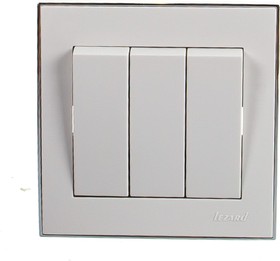 Фото 1/5 RAIN Выключатель тройной белый с бок. вст. хром 703-0225-109