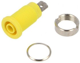 Фото 1/4 SEB 7080 Ni / GE, Yellow Female Banana Socket, 4 mm Connector, 24A, 1000V, Nickel Plating