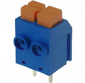 Фото 1/5 DG390-5.0-02P-12-00A(H), (синий), Нажимной безвинтовой клеммный блок на 2 контакта. Зажим типа торцевой контакт Серия DG390-5.0