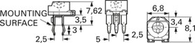 Cermet trimmer potentiometer, 100 Ω, 0.2 W, THT, on top, 3306P-1-101