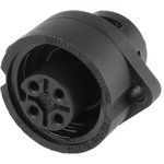 Circular Connector, 3 + PE Contacts, Flange Mount, Socket, Female, IP67, CA Series