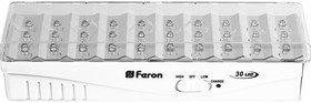 Фото 1/5 Светильник аварийного освещения аккумуляторный EL15 30 LED DC Li-ION батарея, белый 203*68*45 мм | 12896 | FERON