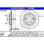 24.0110-0383.1, Диск тормозной задн, HYUNDAI: i30 11-, i30 CW 12- ...