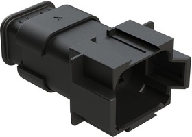 AT06-08SA-SRBK, 8-Way Plug Female Connector with Strain Relief Endcap, Standard Seal, A Position Key