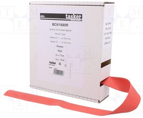 BOX 1680 R, Термоусадочная трубка; без клея; 2: 1; 16мм; L: 5м; красный