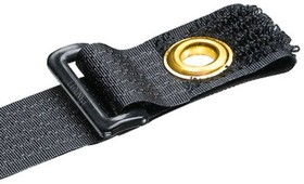 GCTE2S-X0, Cinch™ hook & loop cinch cable tie, center mount grommet, 10.5" (267mm) length, nylon hook & loop, brass grommet, ...