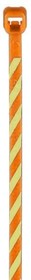 PLT1M-L3-4, Pan-Ty® locking tie, miniature cross section, 4.0" (102mm) length, nylon 6.6, orange/yellow stripe.