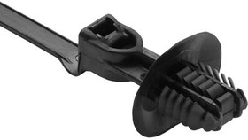 157-00218, Cable Tie Mounts 1-Pc Cable Tie/Fir Tree Mount with Disc, 9.1"L, 6.2 - 13.0 mm, PA66HIRHSUV, Black,