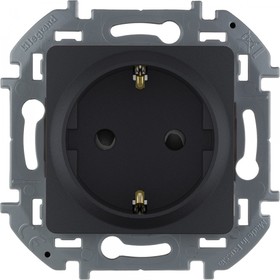 Фото 1/9 Legrand INSPIRIA Антрацит Розетка 2К+З со шторками - немецкий стандарт - 16 А - 250 В